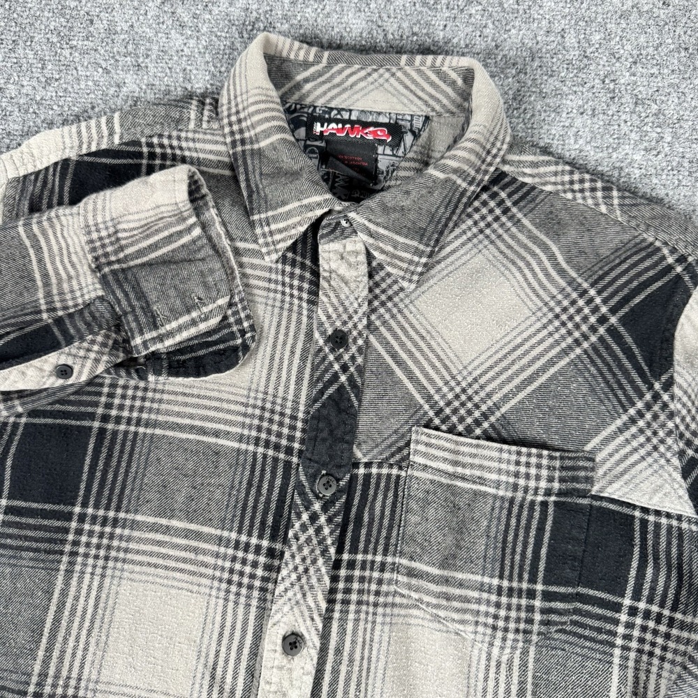 Vintage Y2k 2000s Grey Tony Hawk Button Up Shirt Skater Gray Size L Mens Skate